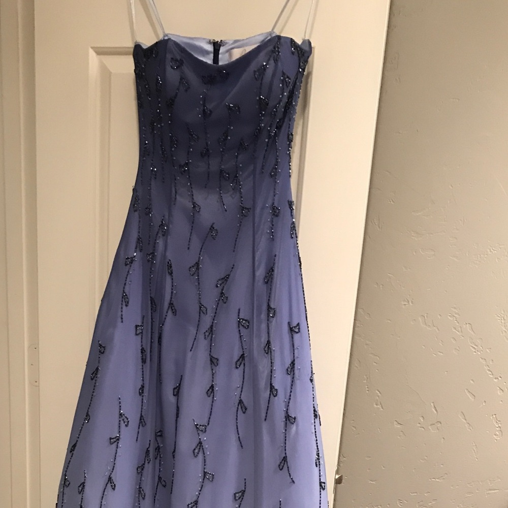 SOLD on another platform- Strapless deep purple ombré beaded silk prom dress